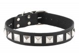 Leather Collar with Pyramid Studs