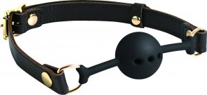 BREATHABLE SILICONE GAG WITH BROWN LEATHER STRAP