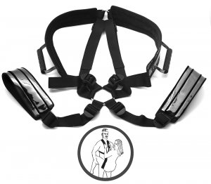 FAUX GLOSSY LEATHER STAND AND DELIVER SLING