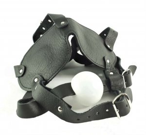 Full Head Blindfold Harnesses with White Ball Gag