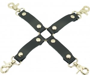Leather Hog Tie with Gold Accent Hardware